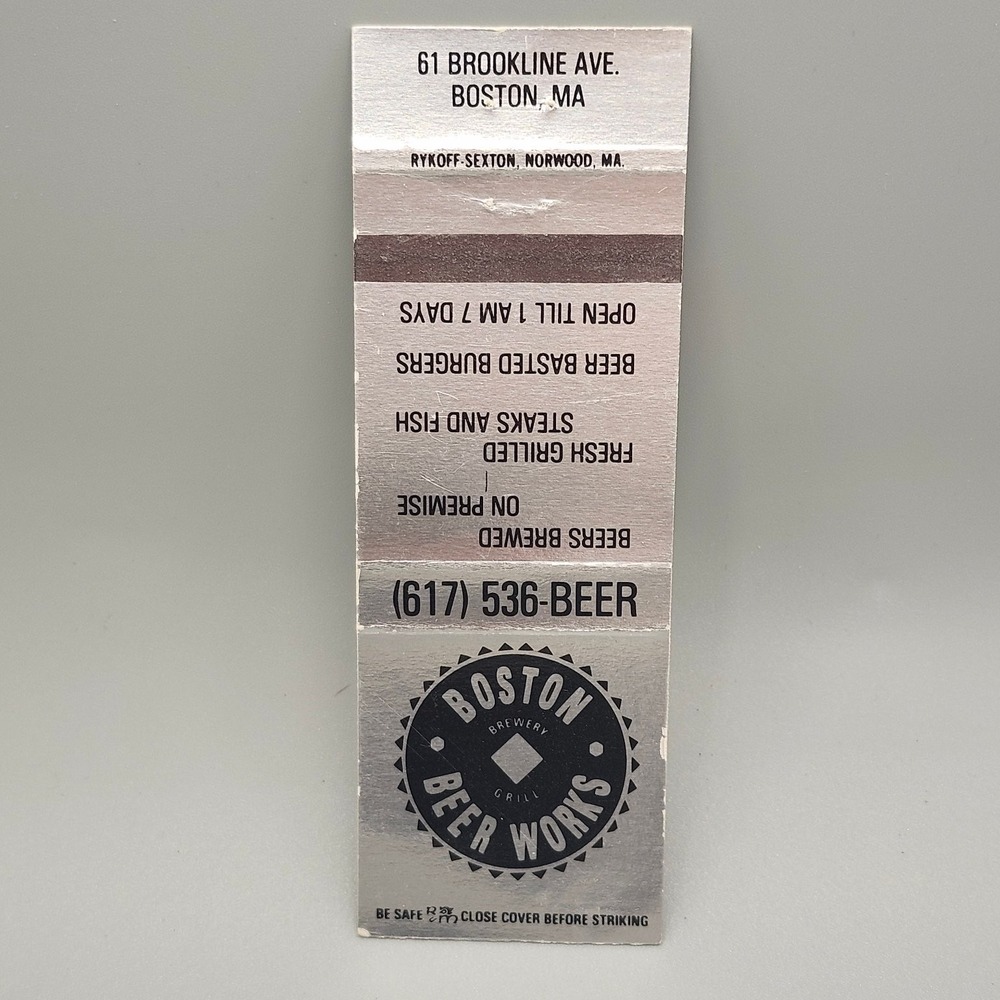 Vintage Boston Beer Works Grill Brewery Matchbook Cover Boston MA Memorabilia